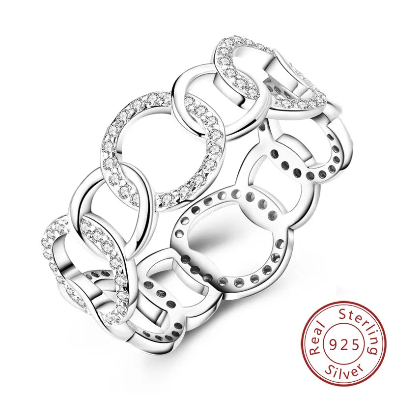 New Original 925 Sterling Silver Rings Stackable Infinite Silver Zircon Ring For Women Wedding Anniversary Birthday Jewelry Gift