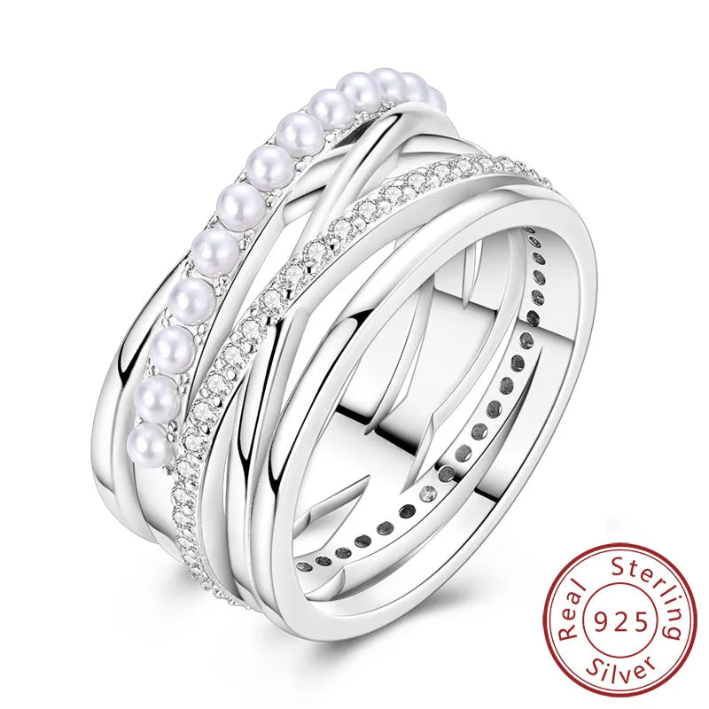New Original 925 Sterling Silver Rings Stackable Infinite Silver Zircon Ring For Women Wedding Anniversary Birthday Jewelry Gift