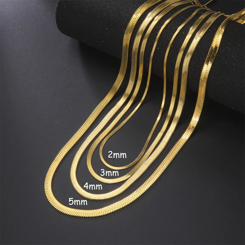 Skyrim Stainless Steel Snake Necklace for Women Men Gold Color Herringbone Choker Neck Chains 2025 Trend Jewelry Gift Hot