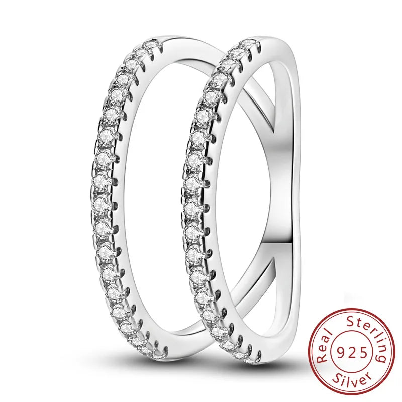 New Original 925 Sterling Silver Rings Stackable Infinite Silver Zircon Ring For Women Wedding Anniversary Birthday Jewelry Gift