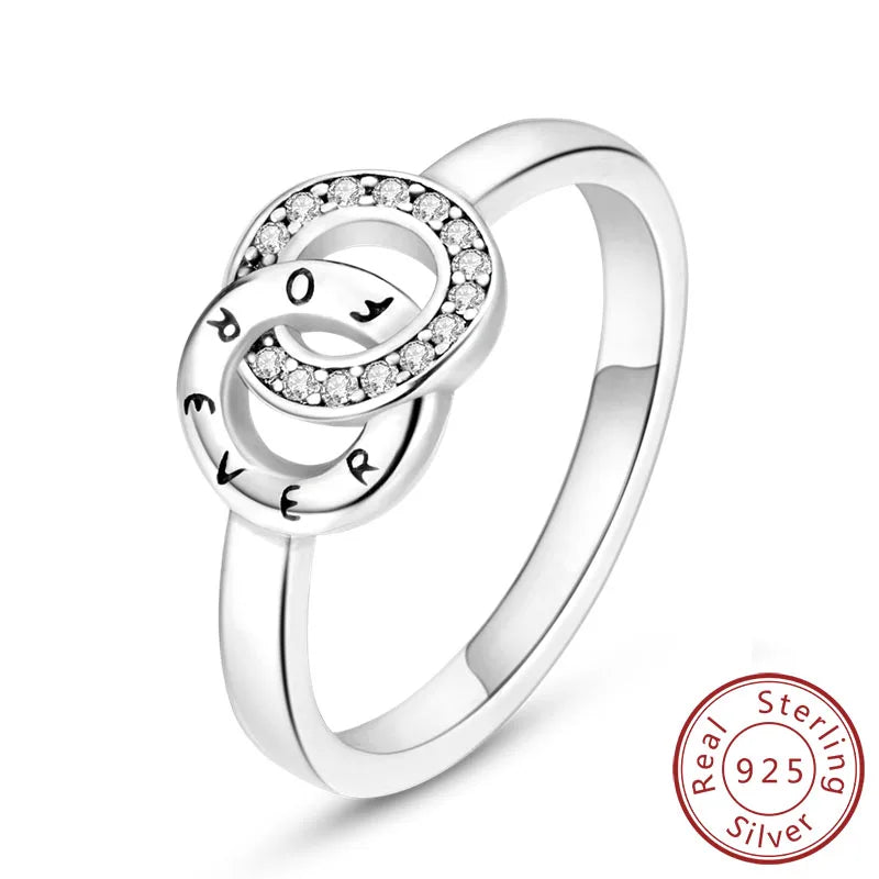 New Original 925 Sterling Silver Rings Stackable Infinite Silver Zircon Ring For Women Wedding Anniversary Birthday Jewelry Gift
