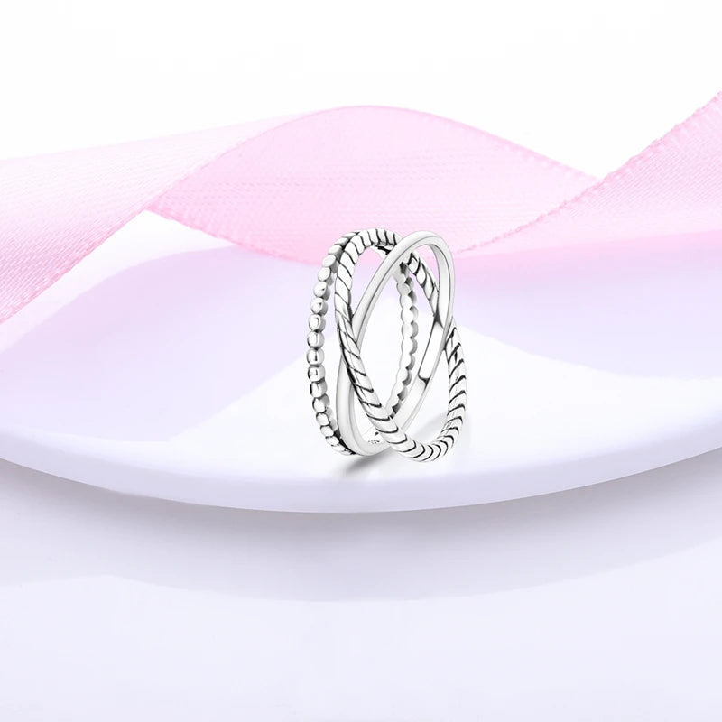 New Original 925 Sterling Silver Rings Stackable Infinite Silver Zircon Ring For Women Wedding Anniversary Birthday Jewelry Gift