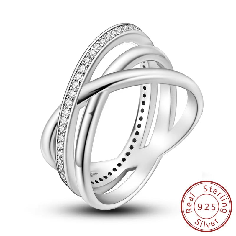 New Original 925 Sterling Silver Rings Stackable Infinite Silver Zircon Ring For Women Wedding Anniversary Birthday Jewelry Gift