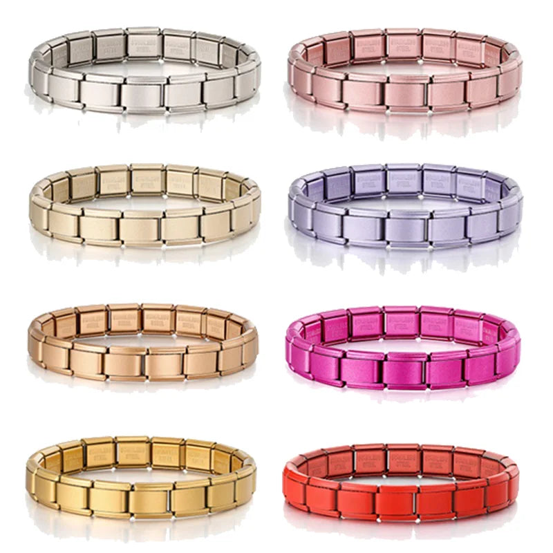 2025 New Men and Women Starry Colors 18 Pieces Italian Charm Fit 9mm Stainless Steel Modular Bracelet Wholesale Jewelry
