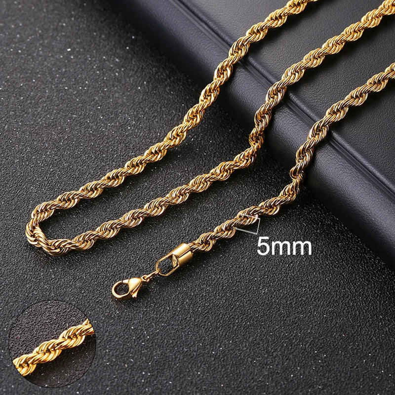 Vnox Cuban Chain Necklace for Men Women,Basic Punk Stainless Steel Curb Link Chain Chokers,Vintage Gold Color Solid Metal Collar