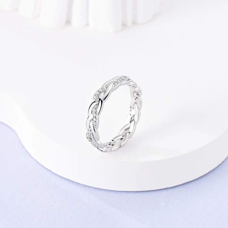 New Original 925 Sterling Silver Rings Stackable Infinite Silver Zircon Ring For Women Wedding Anniversary Birthday Jewelry Gift