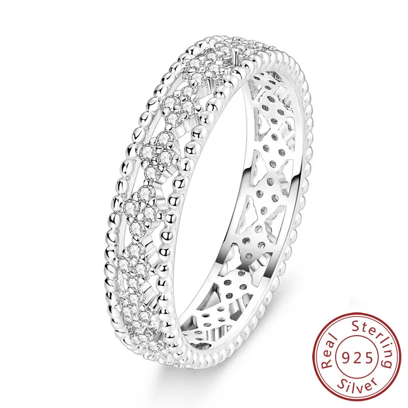 New Original 925 Sterling Silver Rings Stackable Infinite Silver Zircon Ring For Women Wedding Anniversary Birthday Jewelry Gift