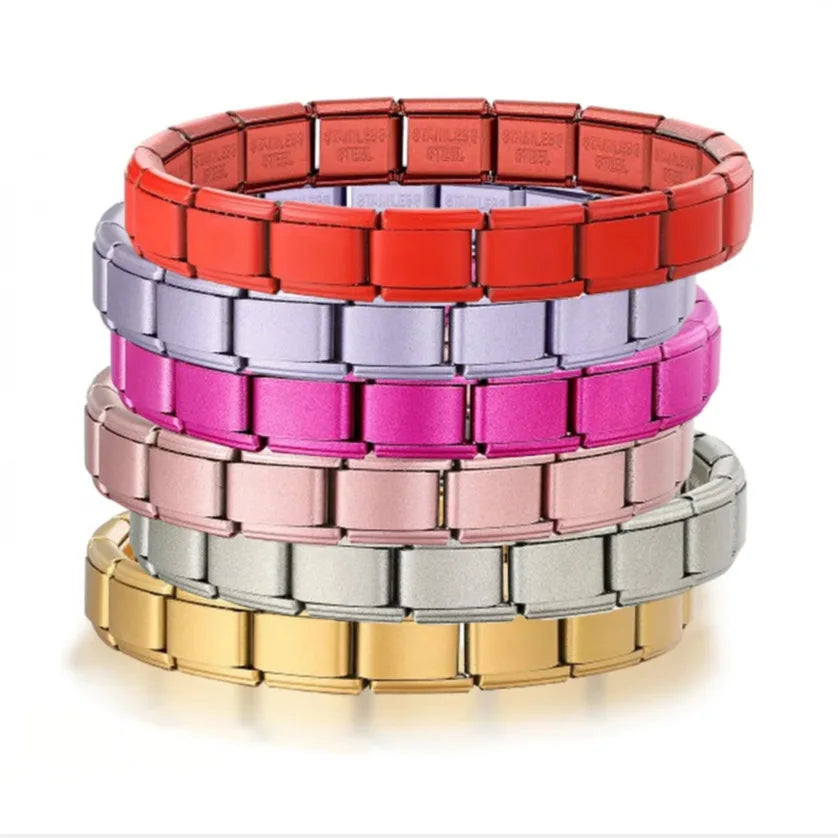 2025 New Men and Women Starry Colors 18 Pieces Italian Charm Fit 9mm Stainless Steel Modular Bracelet Wholesale Jewelry