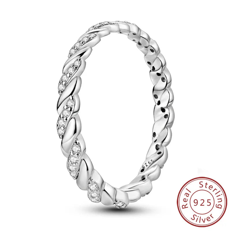 New Original 925 Sterling Silver Rings Stackable Infinite Silver Zircon Ring For Women Wedding Anniversary Birthday Jewelry Gift